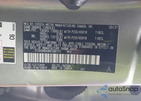 2021 Lexus Rx 350 z USA, uszkodzony, nr VIN 2T2HZMDA0MC288113